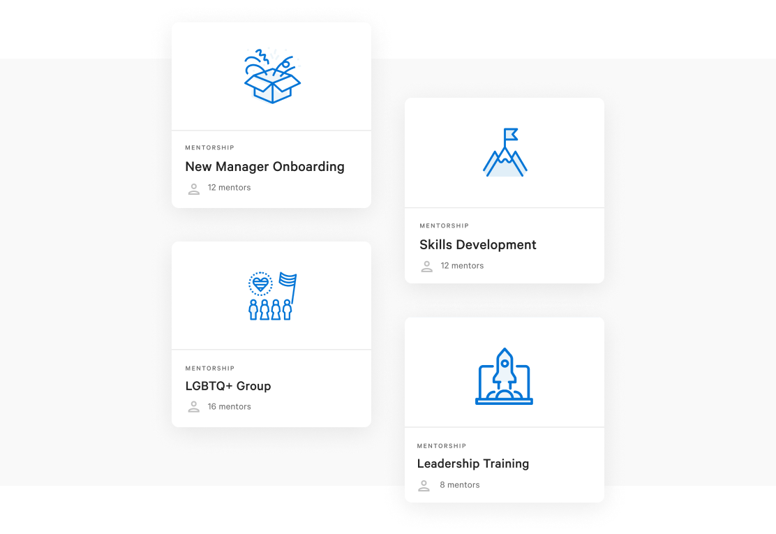 Graphic showing the different types of mentoring formats new manager programs can run