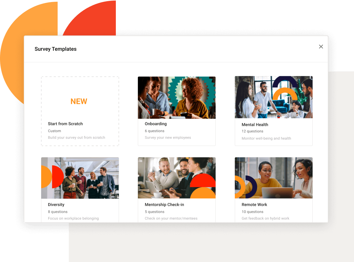 Examples of survey templates on Together Platform