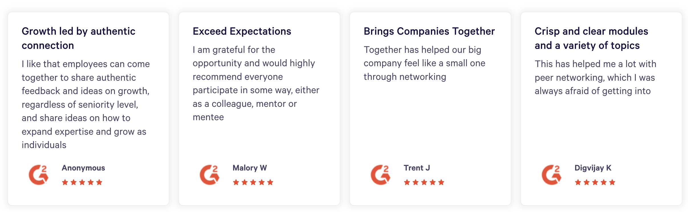 G2 reviews from Colleague Connect participants