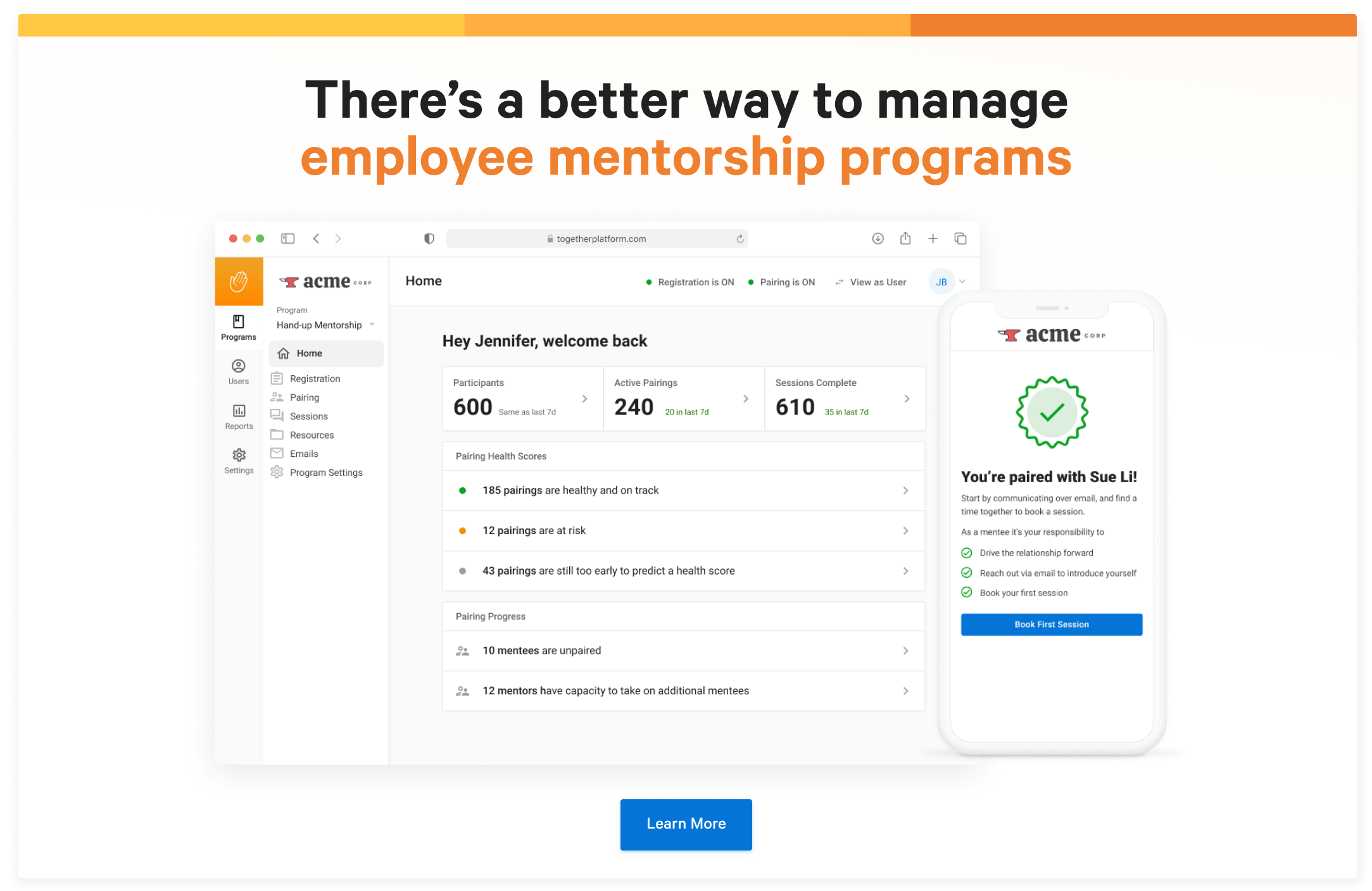 There's a better way to run employee mentorship programs with Together's platform.
