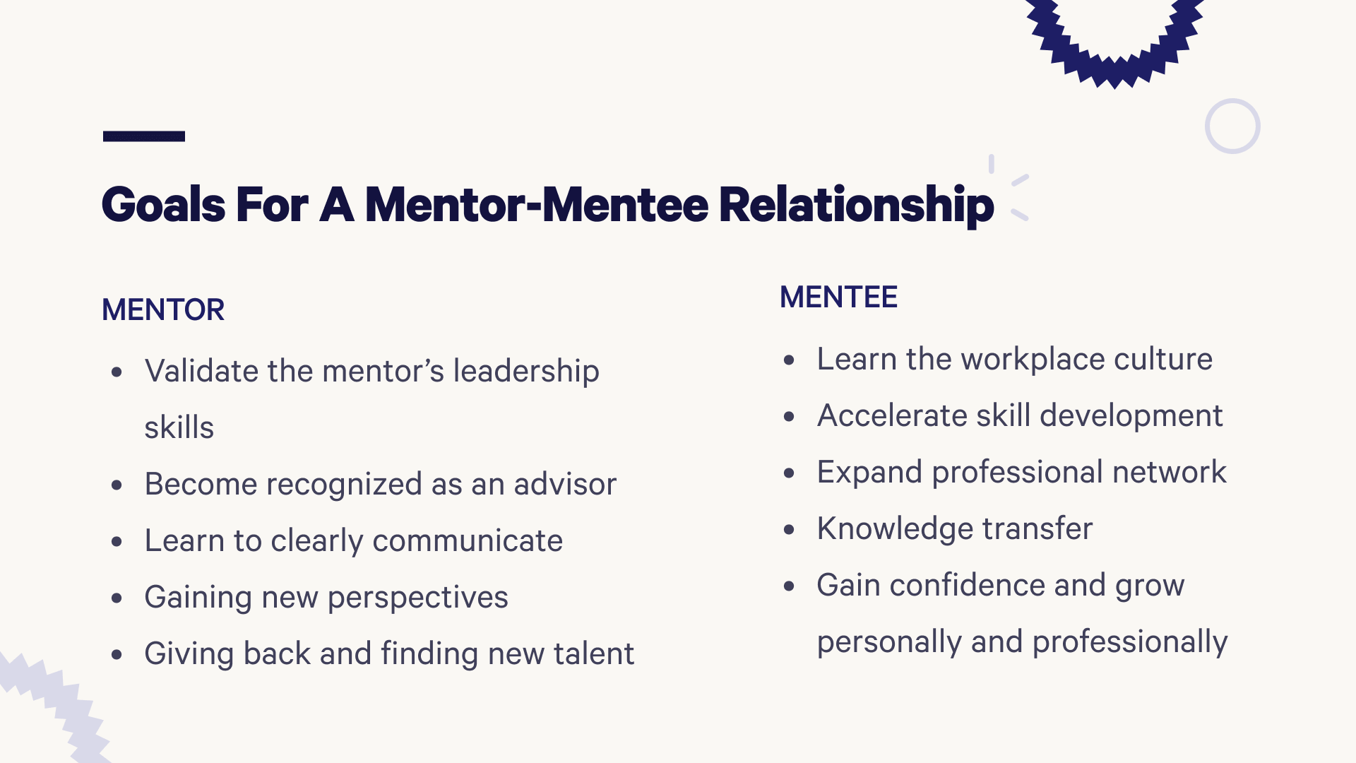 Goals for a Mentor-Mentee Relationship